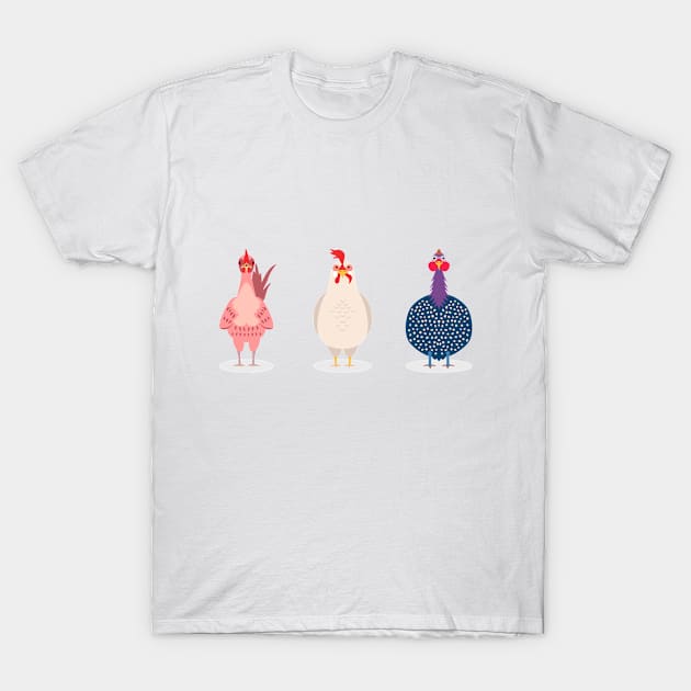 Three Cute Chickens T-Shirt by iswenyi Art